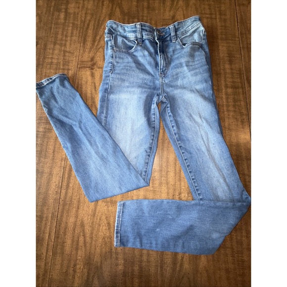 American Eagle Skinny Leg Jeans Womens 8 Long Blue Denim Next Level Stretch - Picture 1 of 12